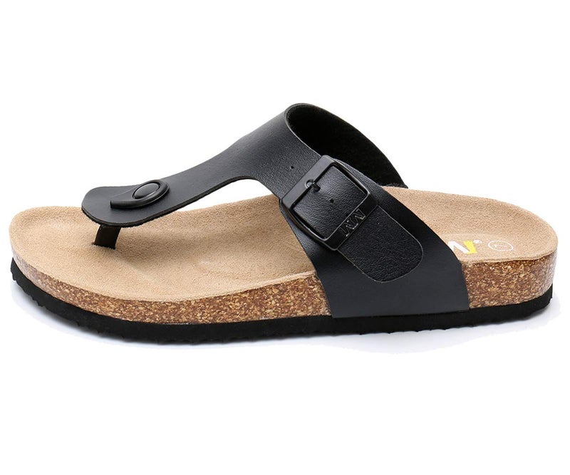 WTW Men's Cork Footbed Sandals Slip on Beach Slide Slipper Shoes with Adjustable Metal Buckle Strap for Men Causal Style - Image 3